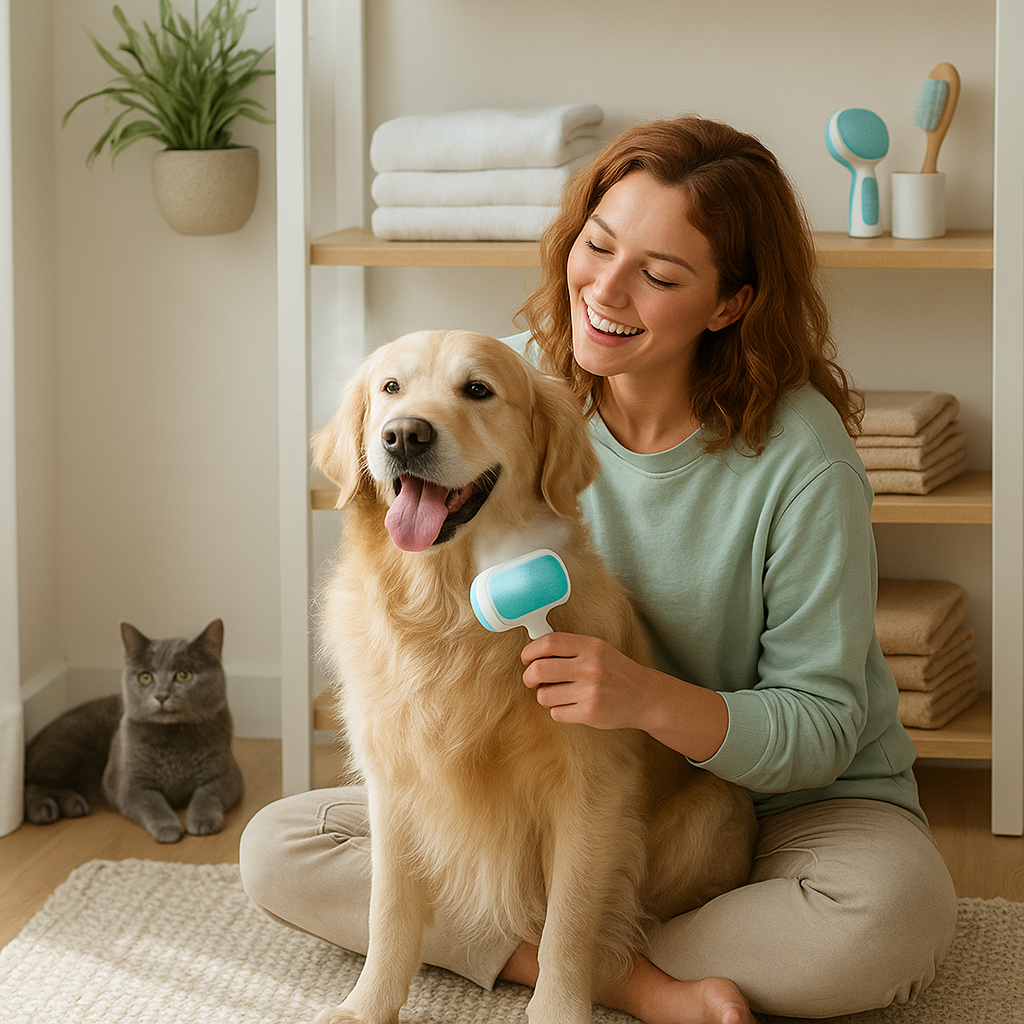Leo & Lily Pet Steam Brush for Dogs & Cats – Self-Cleaning Deshedding Grooming Brush with Mist Spray, Anti-Static Bristles, Gentle for Long-Haired Cats & Shedding Dogs