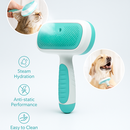 Leo & Lily Pet Steam Brush for Dogs & Cats – Self-Cleaning Deshedding Grooming Brush with Mist Spray, Anti-Static Bristles, Gentle for Long-Haired Cats & Shedding Dogs