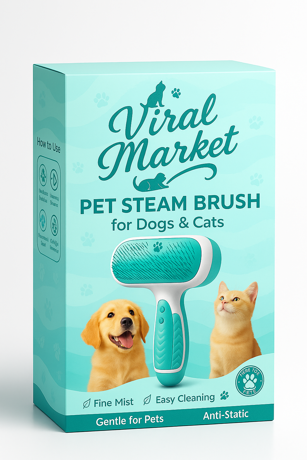Leo & Lily Pet Steam Brush for Dogs & Cats – Self-Cleaning Deshedding Grooming Brush with Mist Spray, Anti-Static Bristles, Gentle for Long-Haired Cats & Shedding Dogs