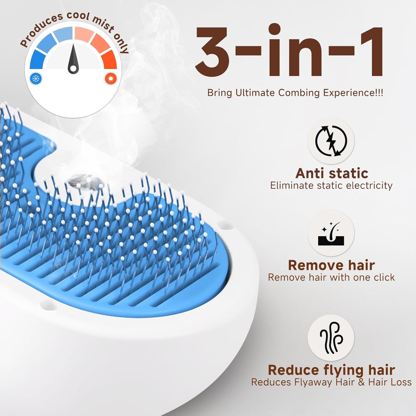 Leo & Lily Pet Steam Brush for Dogs & Cats – Self-Cleaning Deshedding Grooming Brush with Mist Spray, Anti-Static Bristles, Gentle for Long-Haired Cats & Shedding Dogs